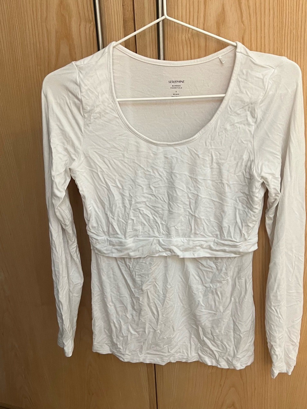 Seraphine White Long Sleeve Nursing Tee with Hidden Panel
